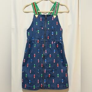 Stella McCartney Girls Denim Suspender Pinafore Dress Size 14 Embroidered Pencil